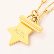 T BAR ENGRAVABLE STAR NECKLACE - Lynott Jewellery