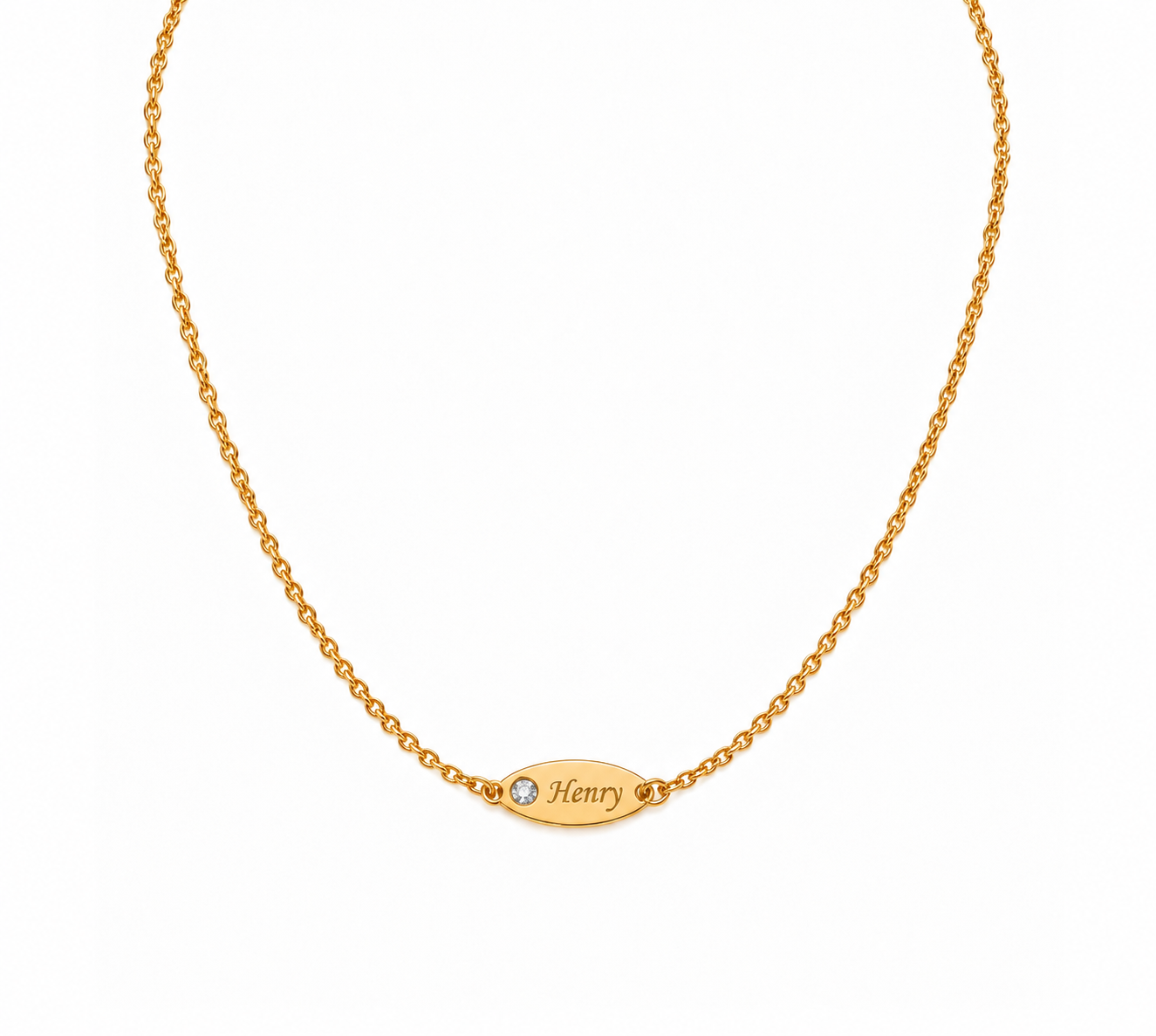 Personalised Single Oval Name and Birthstone Necklace