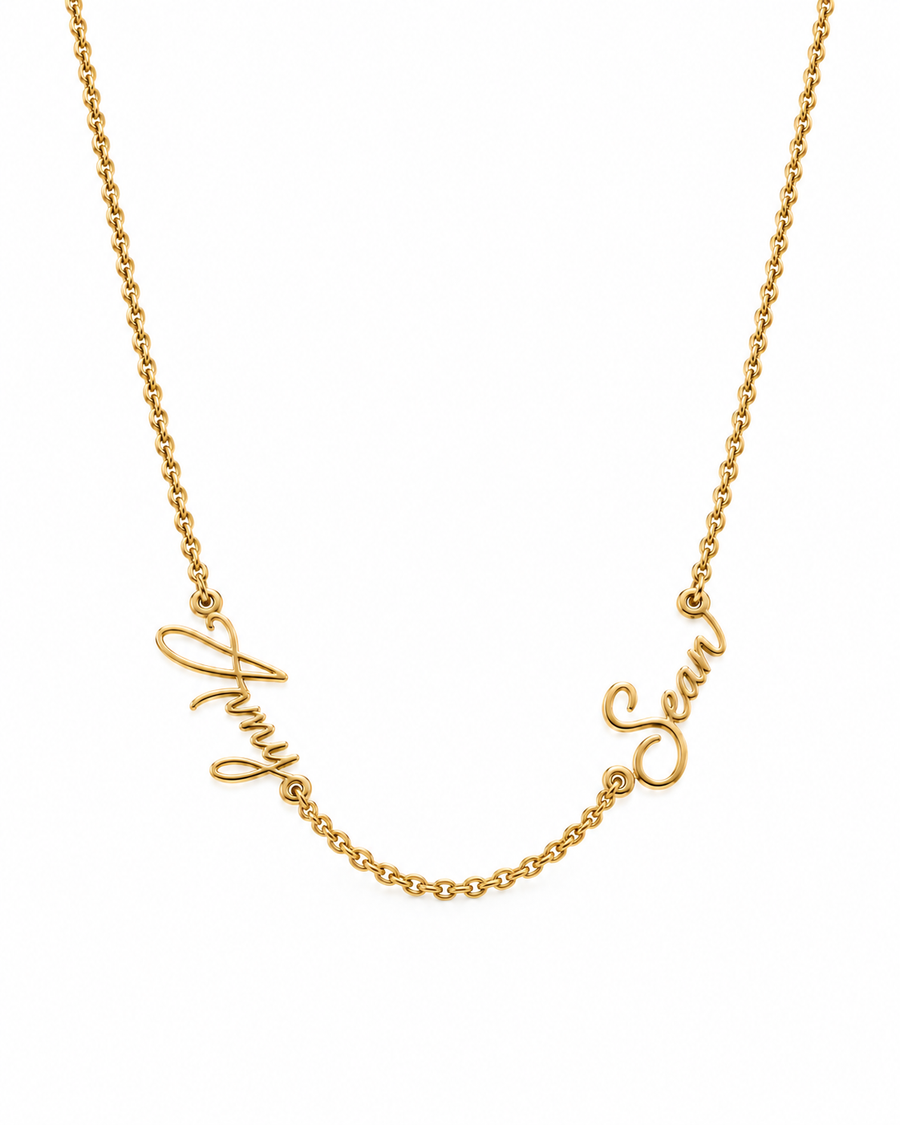 Personalised Classic Double Script Name Necklace