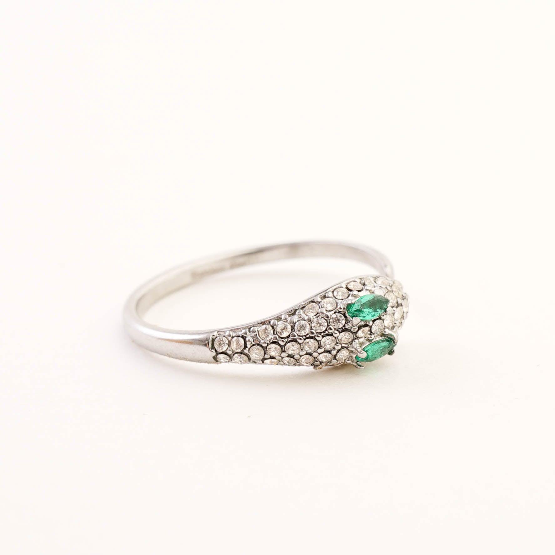 GREEN EYE SNAKE ADJUSTABLE RING - Lynott Jewellery