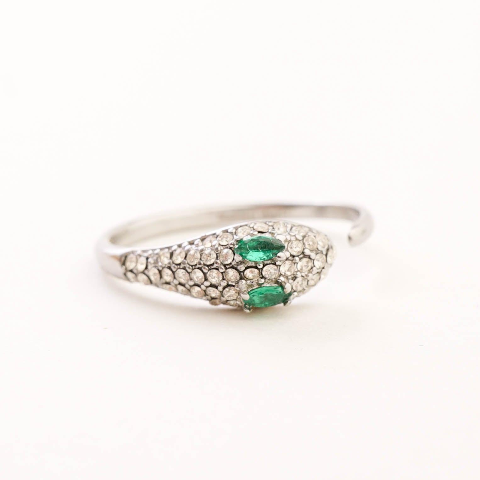 GREEN EYE SNAKE ADJUSTABLE RING - Lynott Jewellery