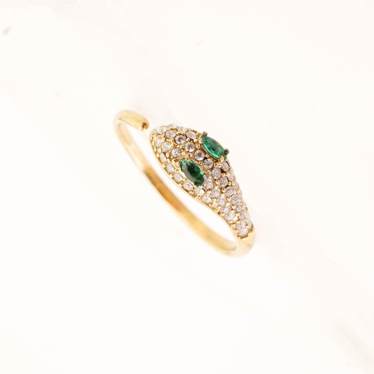 GREEN EYE SNAKE ADJUSTABLE RING - Lynott Jewellery