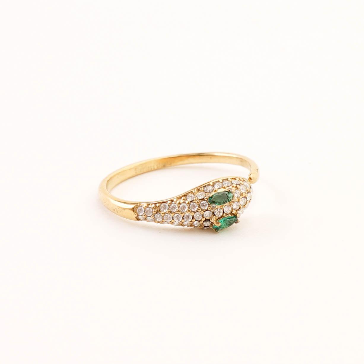 GREEN EYE SNAKE ADJUSTABLE RING - Lynott Jewellery