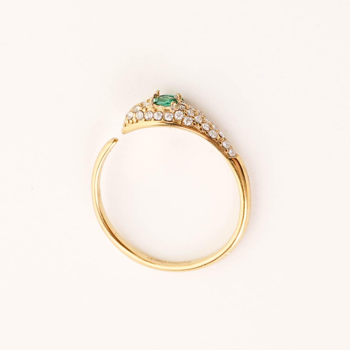 GREEN EYE SNAKE ADJUSTABLE RING - Lynott Jewellery