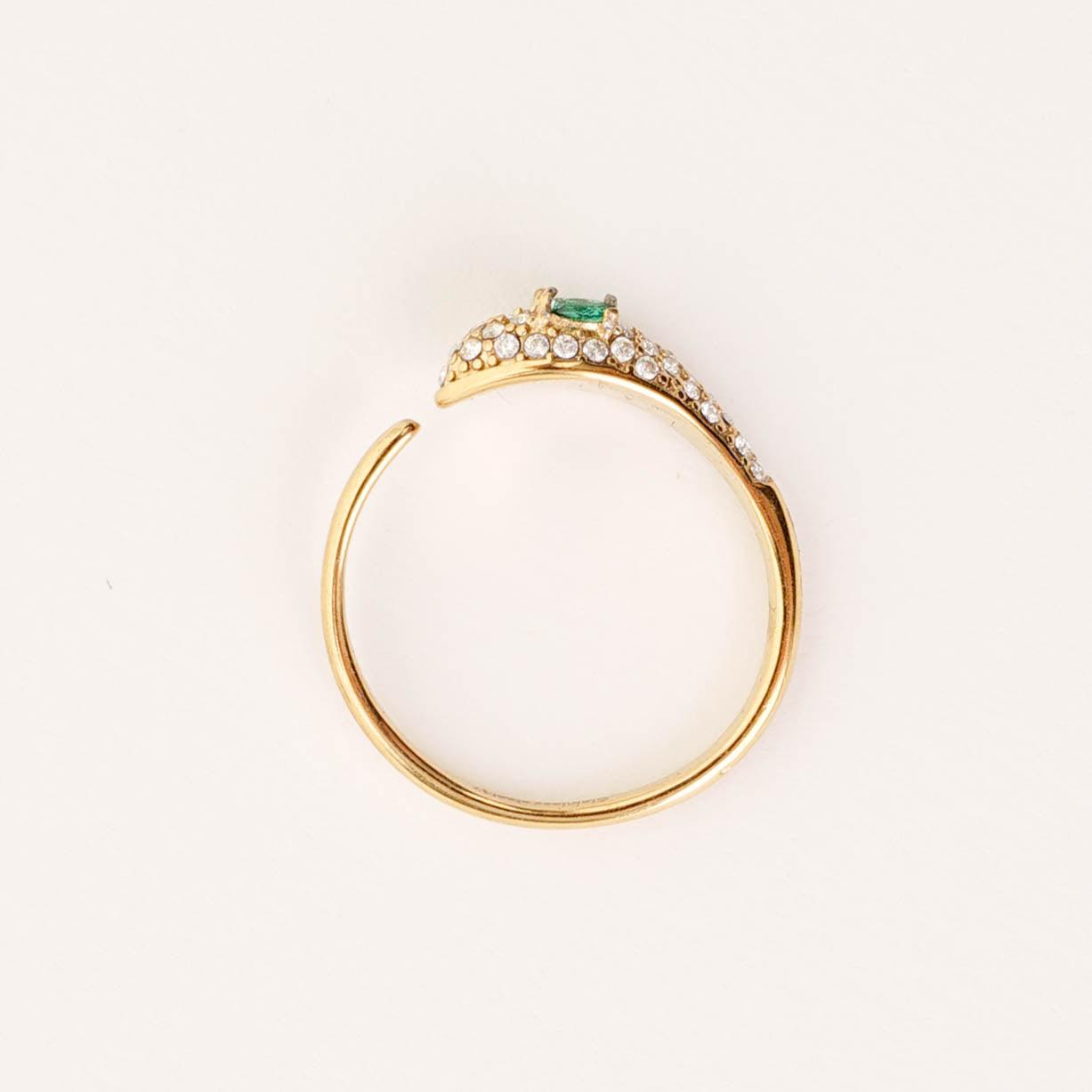 GREEN EYE SNAKE ADJUSTABLE RING - Lynott Jewellery
