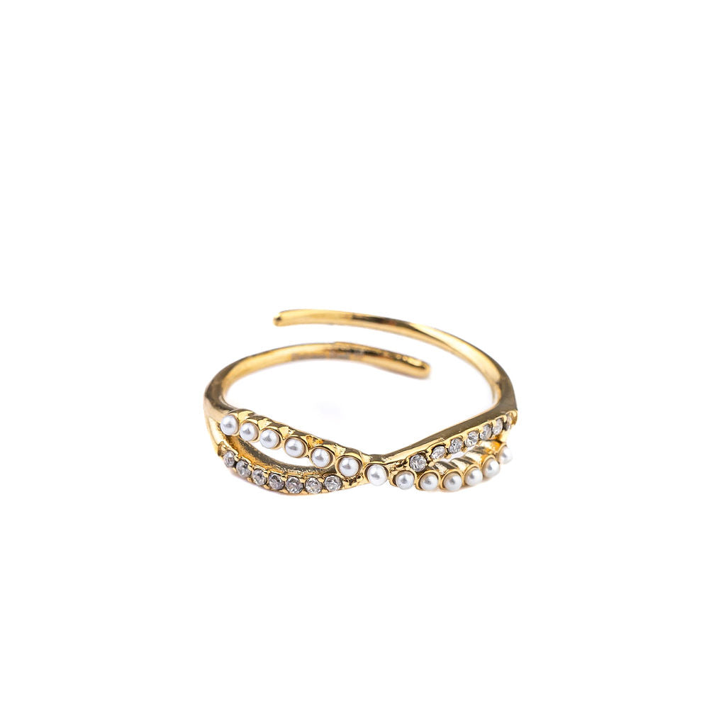 BABY PEARL CRISS CROSS RING