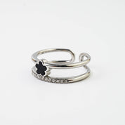 DOUBLE LAYER BLACK CLOVER RING - Lynott Jewellery