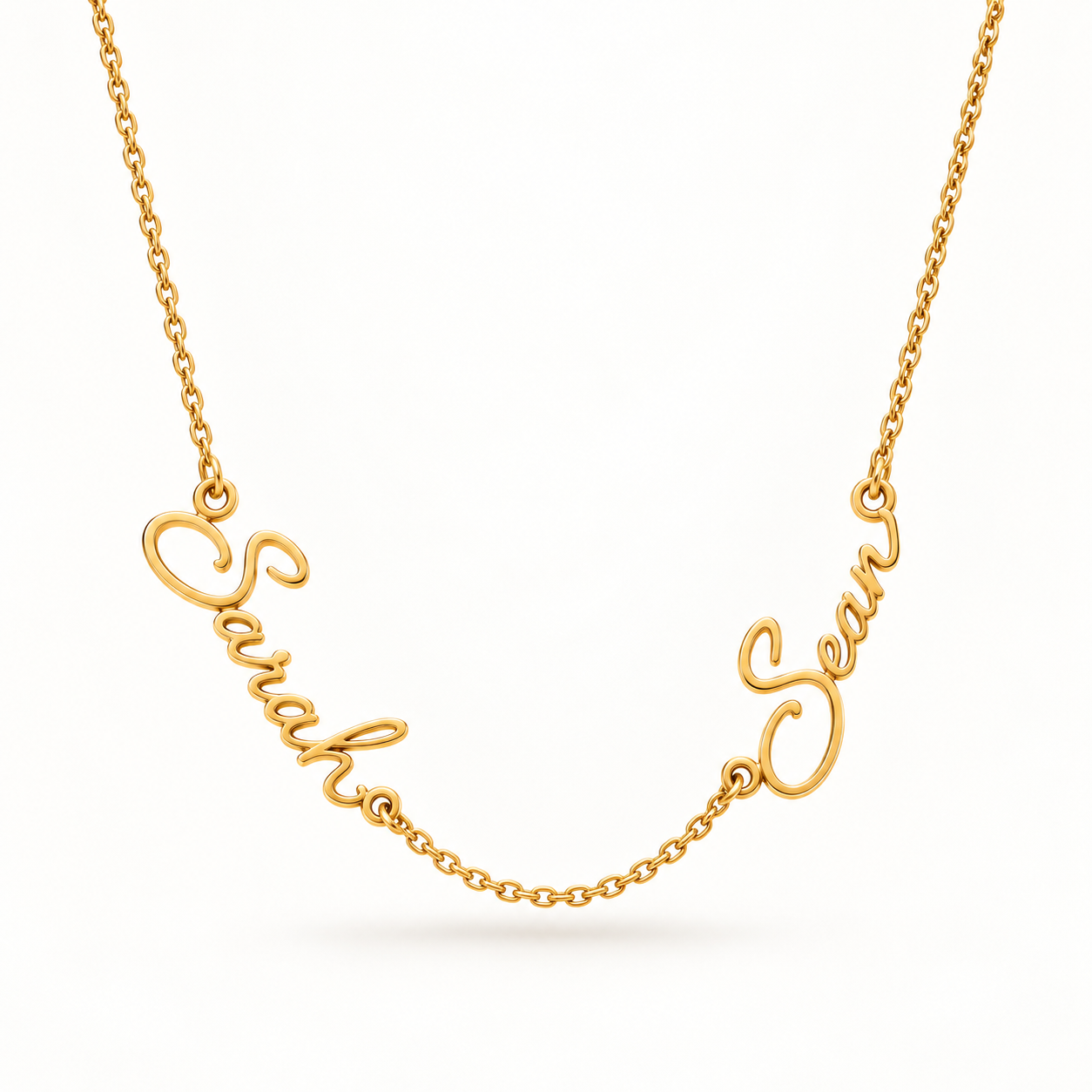 Personalised Cursive Script Double Name Necklace