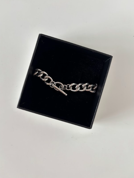 CHUNKY SILVER T-BAR BRACELET - The Vault