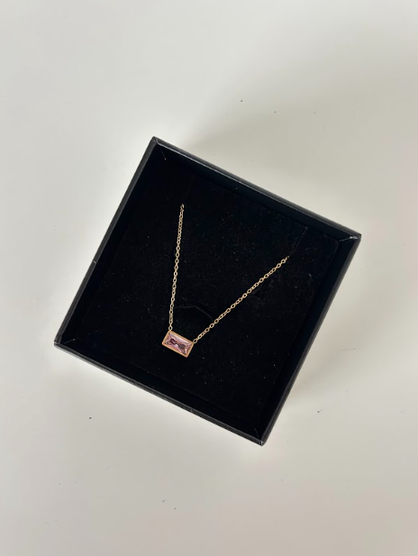 MIA BLUSH BAGUETTE NECKLACE - The Vault