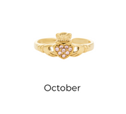 HEART CROWN CLADDAGH BIRTHSTONE ADJUSTABLE RING