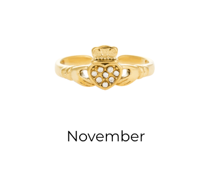 HEART CROWN CLADDAGH BIRTHSTONE ADJUSTABLE RING