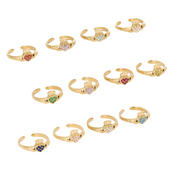 HEART CROWN CLADDAGH BIRTHSTONE ADJUSTABLE RING