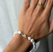 HEART CROWN PEARL CLADDAGH BRACELET