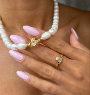 HEART CROWN PEARL CLADDAGH NECKLACE