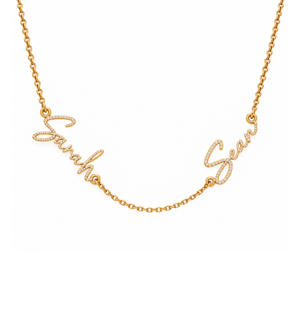 Personalised Classic Crystal Double Name Necklace