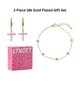 Cross Pearl Earrings + Cutie Bracelet Boxed Gift Set (Gold)