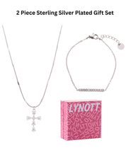 Ilusion Cross Necklace & Linear Luxe Bracelet Boxed Gift Set (Silver)