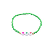 GREEN REP BEADED BRACELET