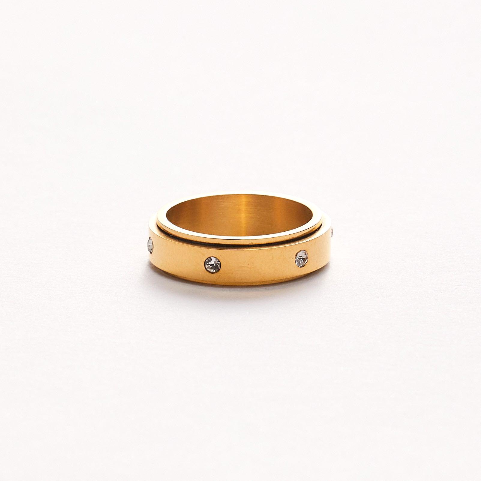FEARLESS SPINNING RING best gold plated tarnish and water resistant piece by Irish Jewellery brand - Lynott Jewellery