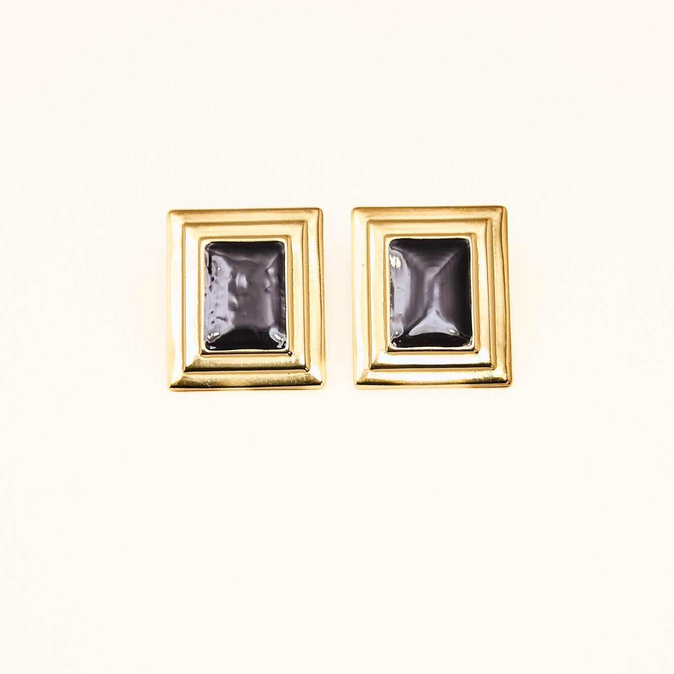KATJA MIA ONYX SQUARE EARRINGS best gold plated tarnish and water resistant piece by Irish Jewellery brand - Lynott Jewellery