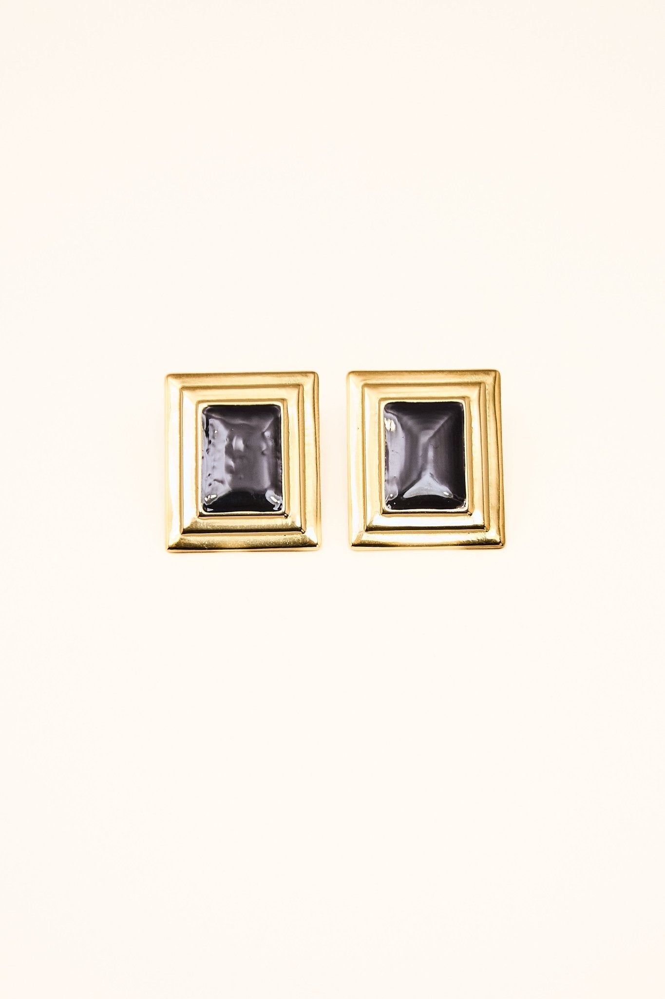 KATJA MIA ONYX SQUARE EARRINGS best gold plated tarnish and water resistant piece by Irish Jewellery brand - Lynott Jewellery