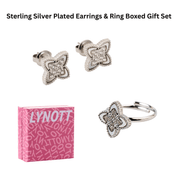 White Clover Studs & Adjustable Ring Boxed Gift Set (Silver) best gold plated tarnish and water resistant piece by Irish Jewellery brand - Lynott Jewellery