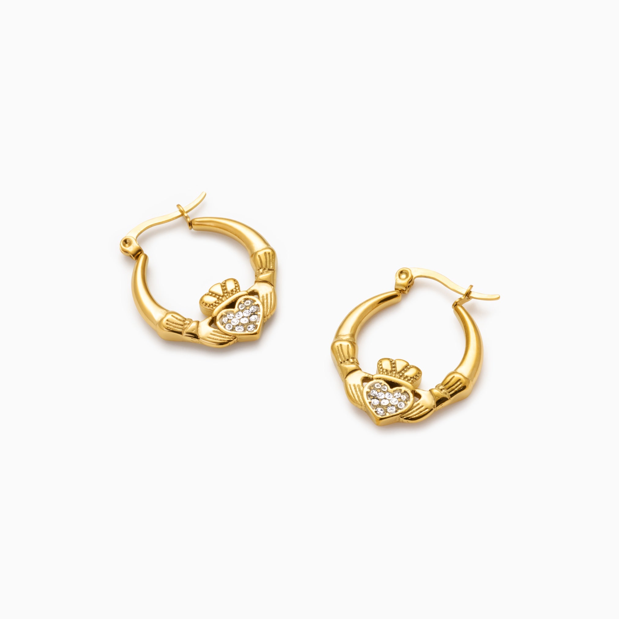 Gold Chunky Claddagh Earrings & Ring (Boxed Gift Set) best gold plated tarnish and water resistant piece by Irish Jewellery brand - Lynott Jewellery