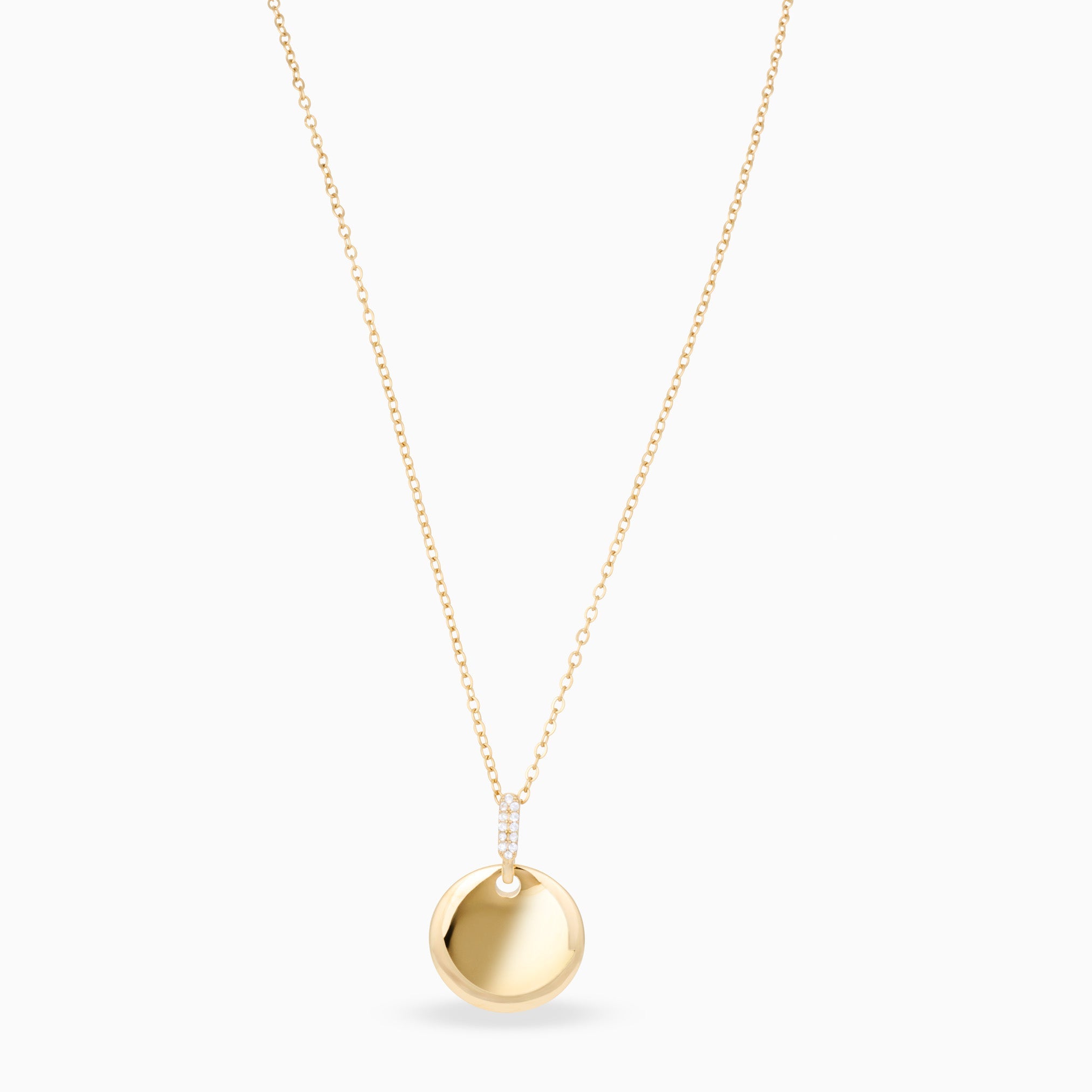 LOTTIE DISC ENGRAVABLE NECKLACE best gold plated tarnish and water resistant piece by Irish Jewellery brand - Lynott Jewellery