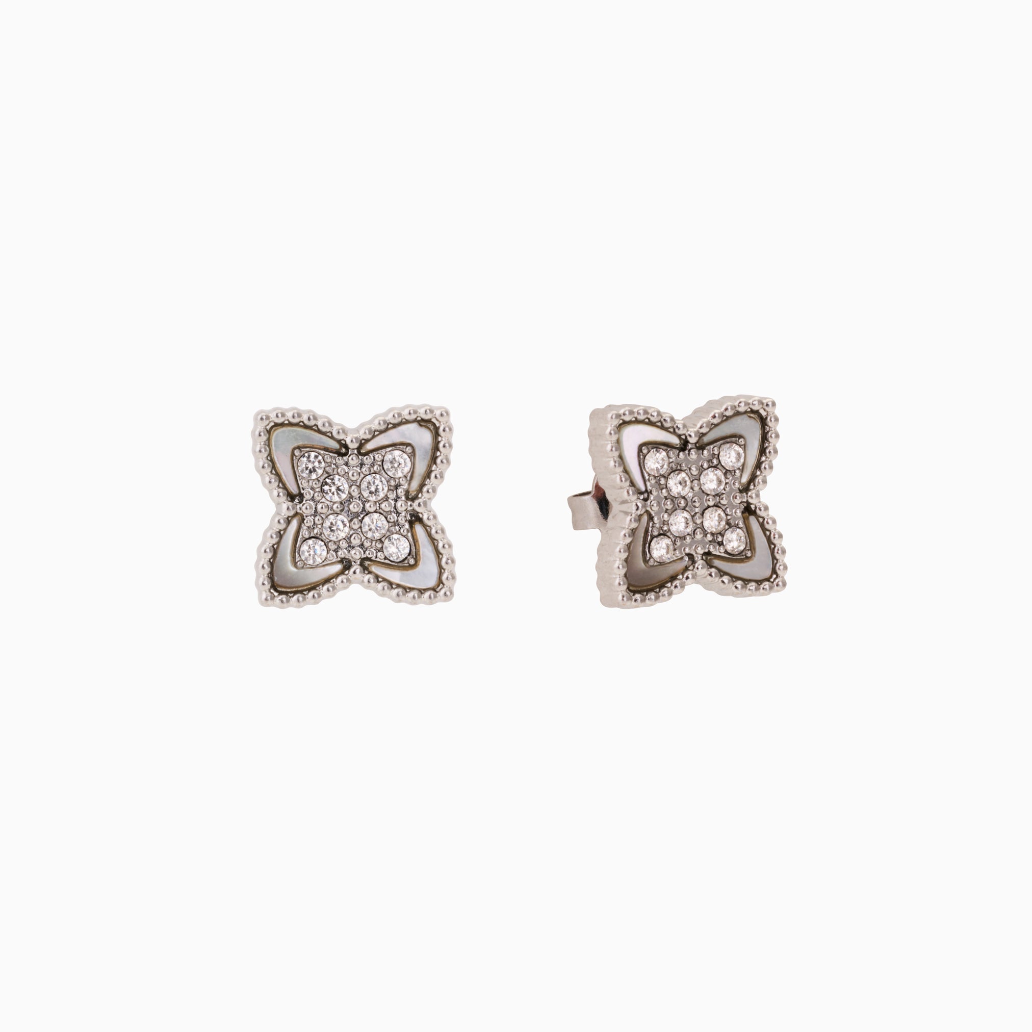 White Clover Studs & Adjustable Ring Boxed Gift Set (Silver) best gold plated tarnish and water resistant piece by Irish Jewellery brand - Lynott Jewellery