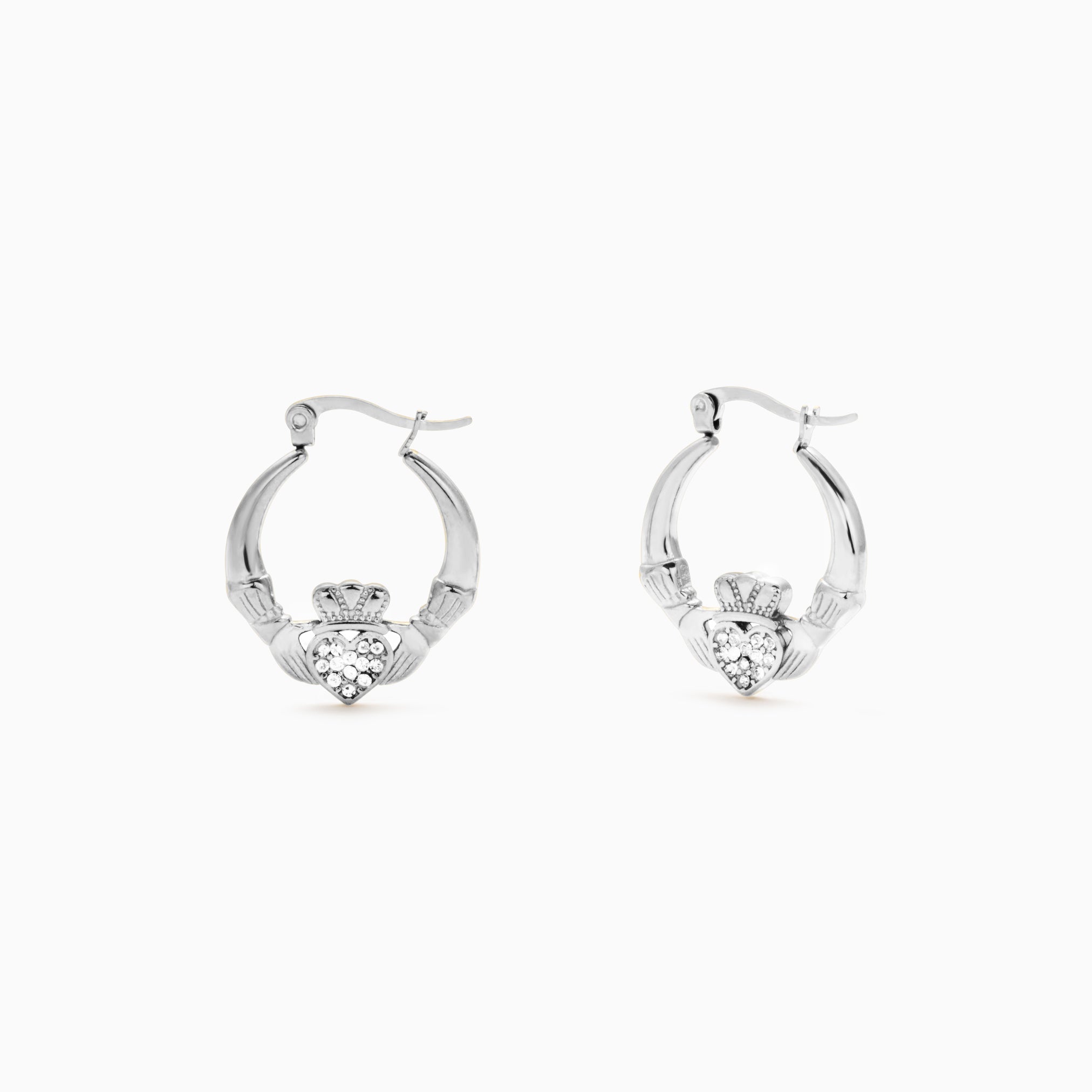 Silver Chunky Claddagh Earrings & Emerald Green Ring (Boxed Gift Set) best gold plated tarnish and water resistant piece by Irish Jewellery brand - Lynott Jewellery