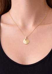 LOTTIE DISC ENGRAVABLE NECKLACE best gold plated tarnish and water resistant piece by Irish Jewellery brand - Lynott Jewellery