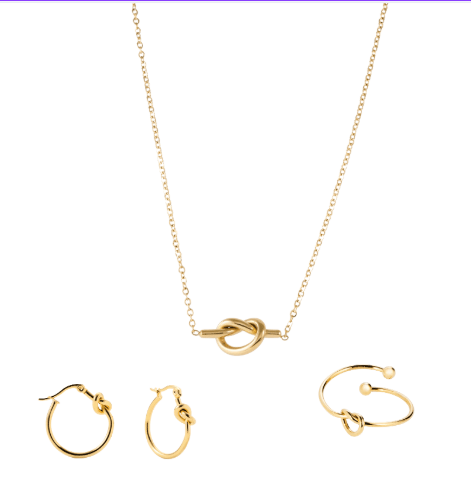 Tied Together Set best gold plated tarnish and water resistant piece by Irish Jewellery brand - Lynott Jewellery
