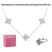 White Clover Necklace & Adjustable Ring Boxed Gift Set (Silver) best gold plated tarnish and water resistant piece by Irish Jewellery brand - Lynott Jewellery