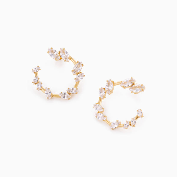 RACHEL GORRY - AIMEE MARQUISE HOOP STUD best gold plated tarnish and water resistant piece by Irish Jewellery brand - Lynott Jewellery