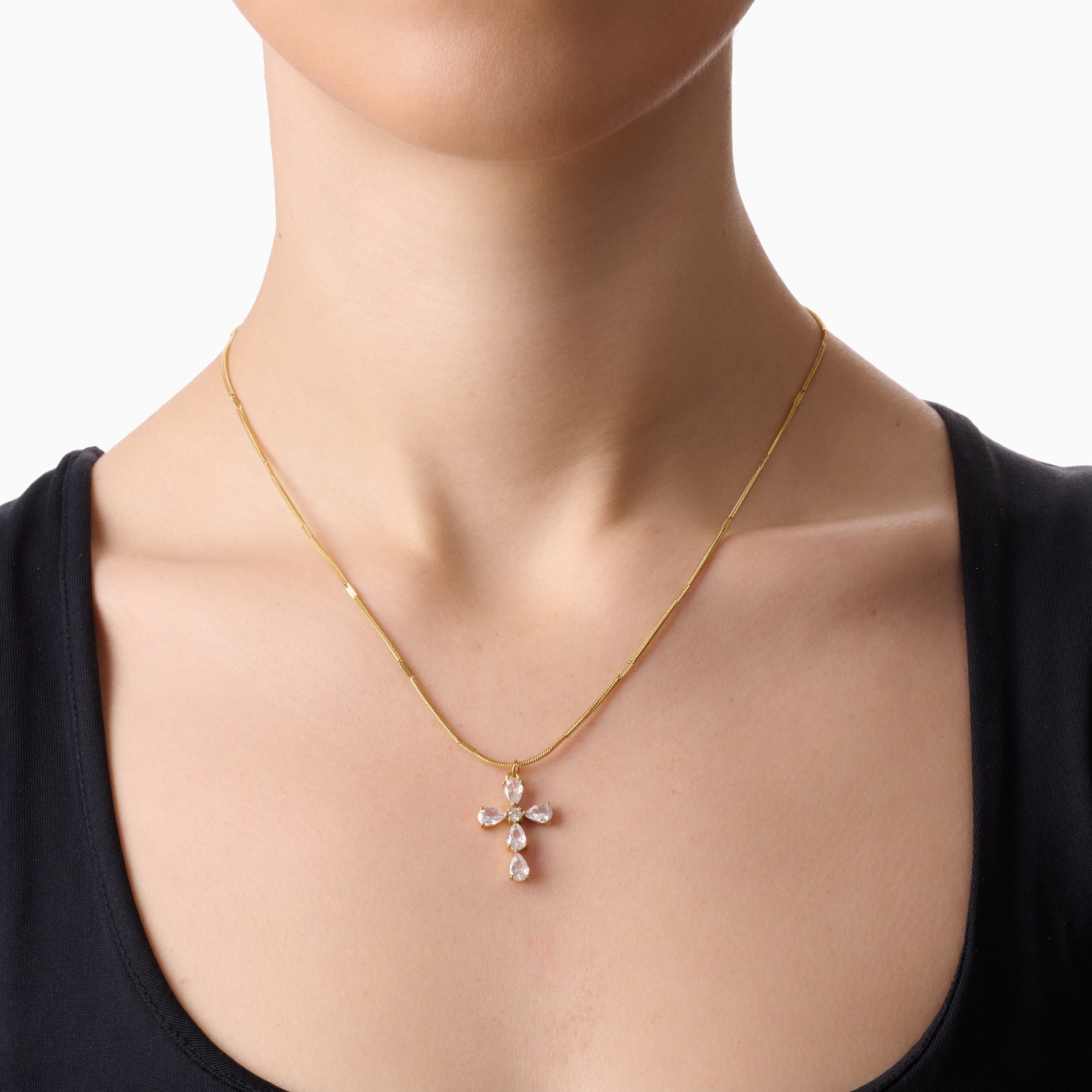 Silver Cross Necklace + Dainty Necklace (2 Piece Boxed Gift Set) best gold plated tarnish and water resistant piece by Irish Jewellery brand - Lynott Jewellery