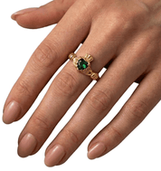 AINE EMERALD ADJUSTABLE CLADDAGH RING best gold plated tarnish and water resistant piece by Irish Jewellery brand - Lynott Jewellery